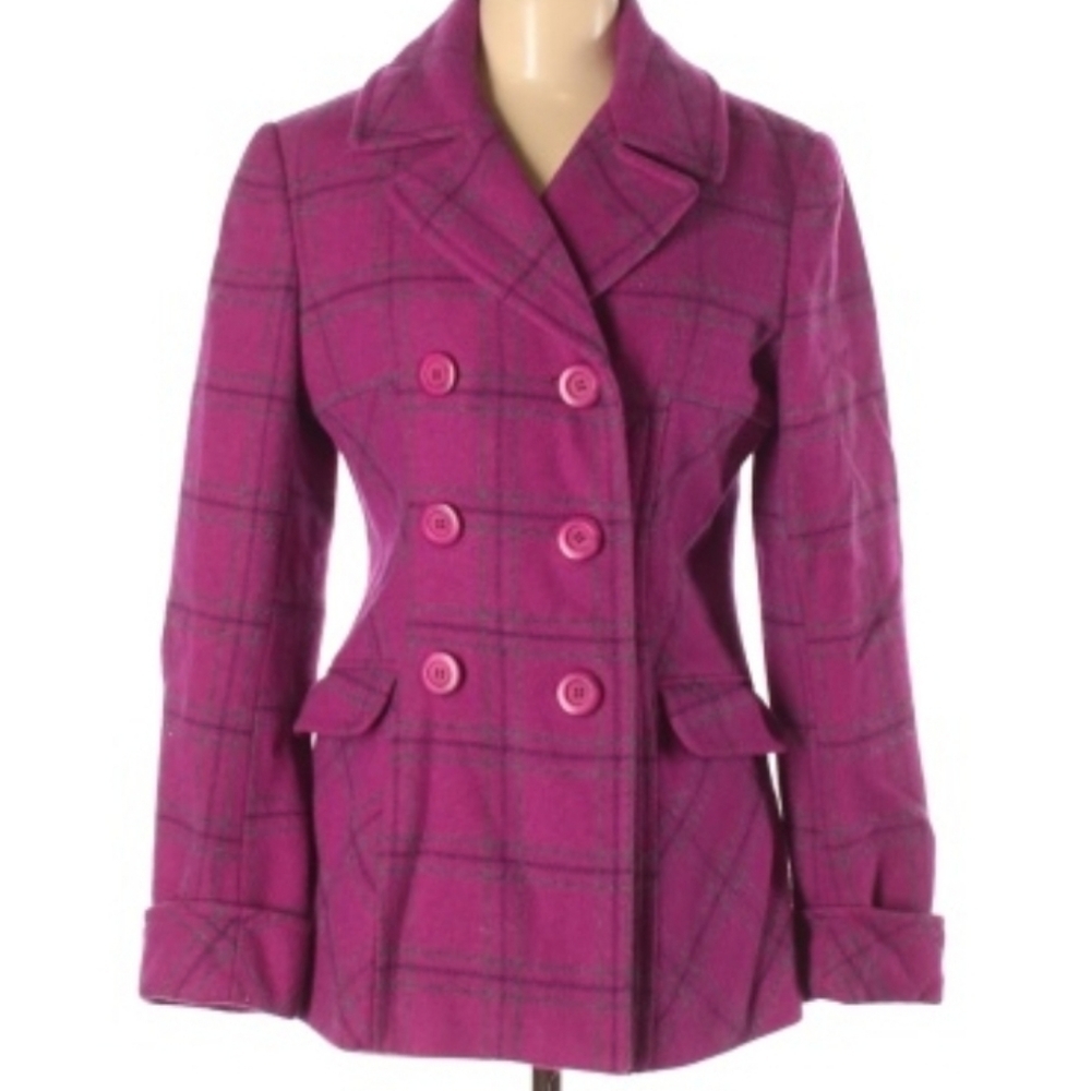 Moda INTERNATIONAL Women Raspberry Wool Peacoat